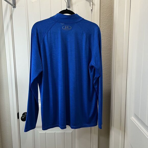Under Armour Pullover Mens L Large Blue Long Sleeve Quarter Zip Mock Training - Picture 7 of 10